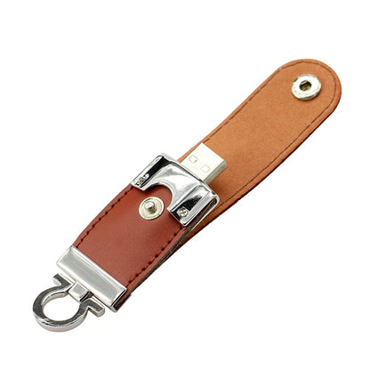 Pendrive 256GB USB Flash Drive Leather with Metal Keychain 64GB 32GB 8GB Business Usb Memories Disk 128GB Pen Drive Memory Stick