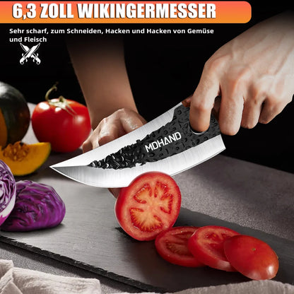 High Carbon Steel Blade Butcher Knife Set Hand Forged with Ergonomic Wooden Handle Kitchen Knife Set