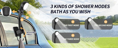 Portable Shower for Camping, 8000mAh Rechargeable Camping Shower with Intelligent LED Display, 4 Spray Modes