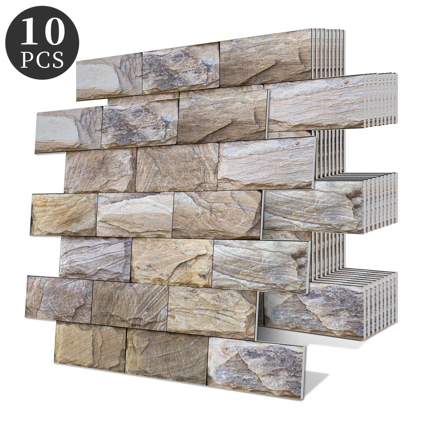 10 Pcs 13.5 X 11.5 Inch Self Adhesive Tile Stickers Waterproof PVC+PE Backsplash Tile Peel and Stick Wall Tiles for Kitchen