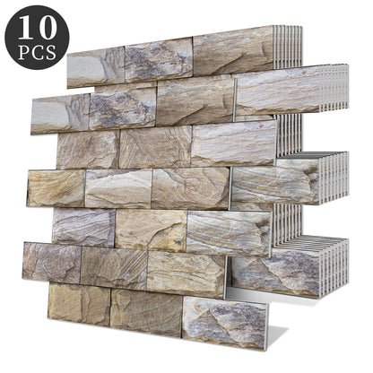 10 Pcs 13.5 X 11.5 Inch Self Adhesive Tile Stickers Waterproof PVC+PE Backsplash Tile Peel and Stick Wall Tiles for Kitchen