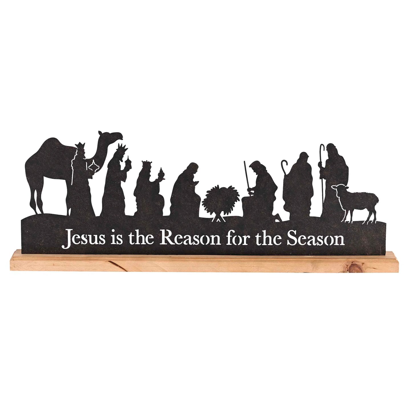 TD Christmas Decorations Nativity Holy Family Silhouette WoodBase