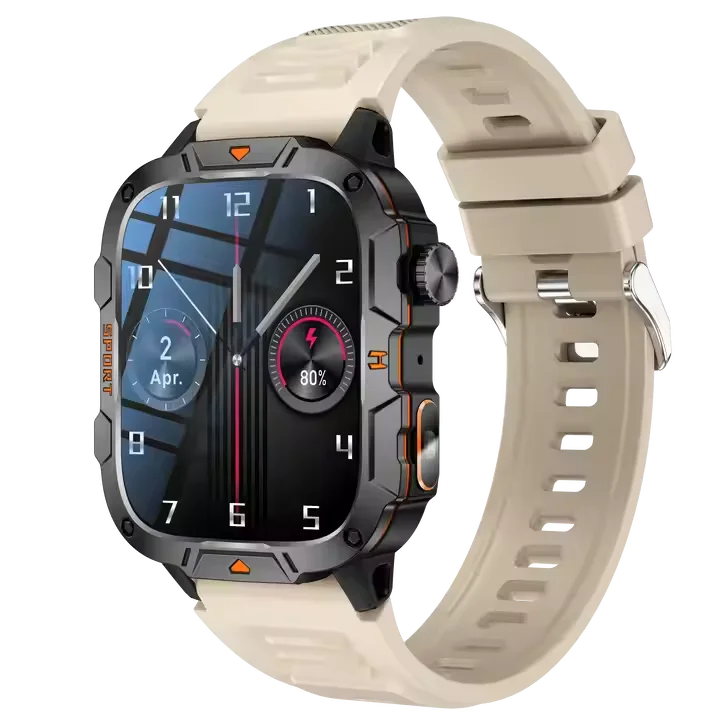 New Men's Outdoor Sports Smart Watch Flashlight 1.96 Inch Large Screen IP68 Waterproof Smartwatch Compatible With Android iPhone