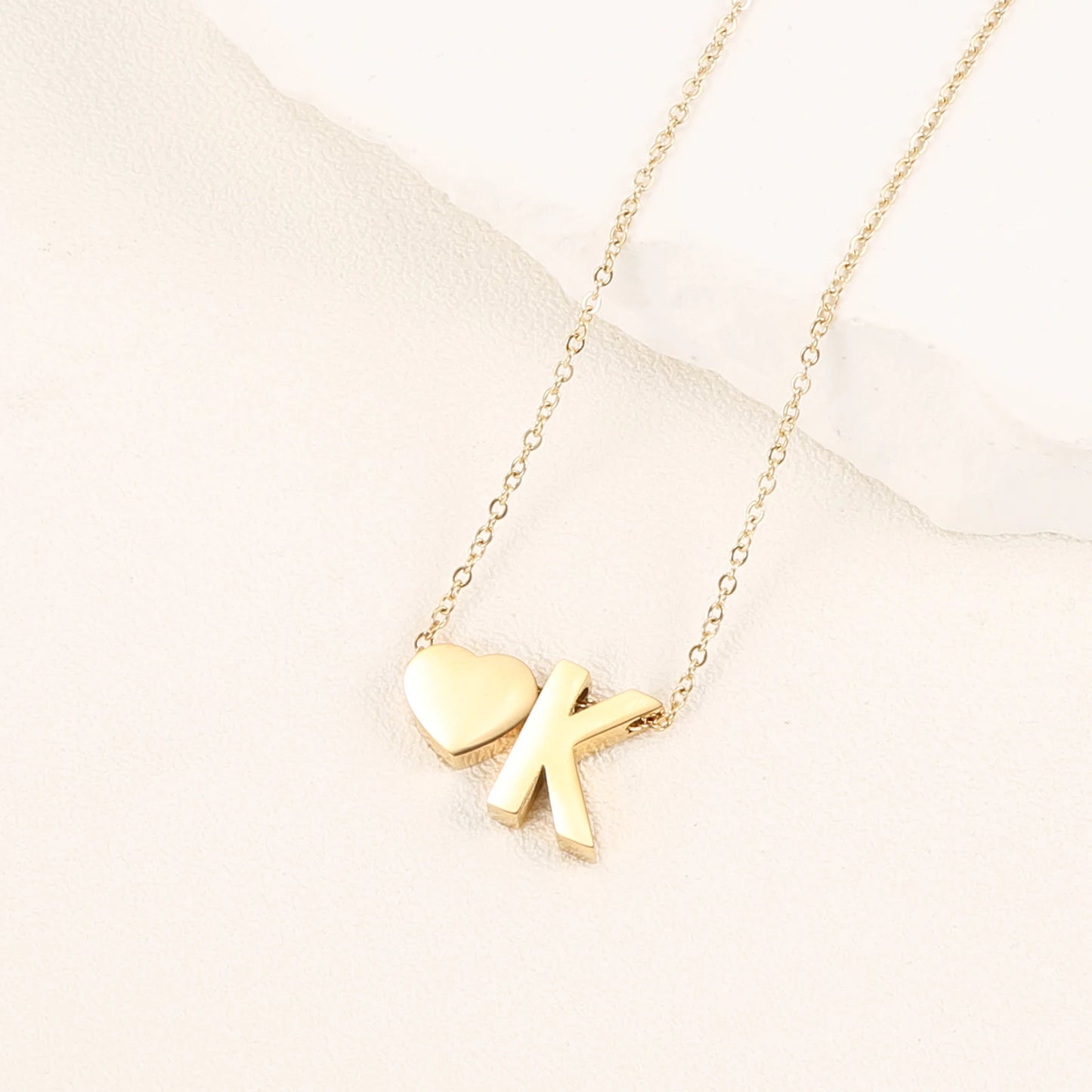 A-Z Alphabet Choker Personalized Style Tiny Heart with Initial Letter Necklace for Women 18K Gold Stainless Steel Jewelry