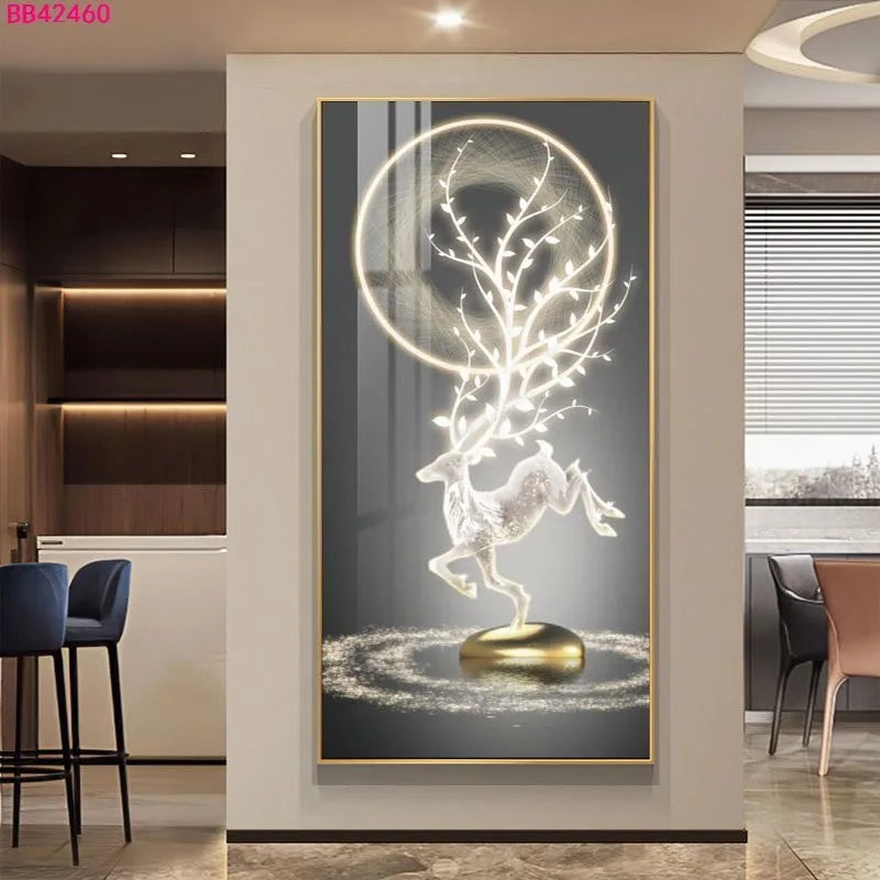 100X50CM  New Large Aluminum Alloy Frame Crystal Home Gallery Hanging Wall Decor Artwork Painting Dropshipping for Living DDP