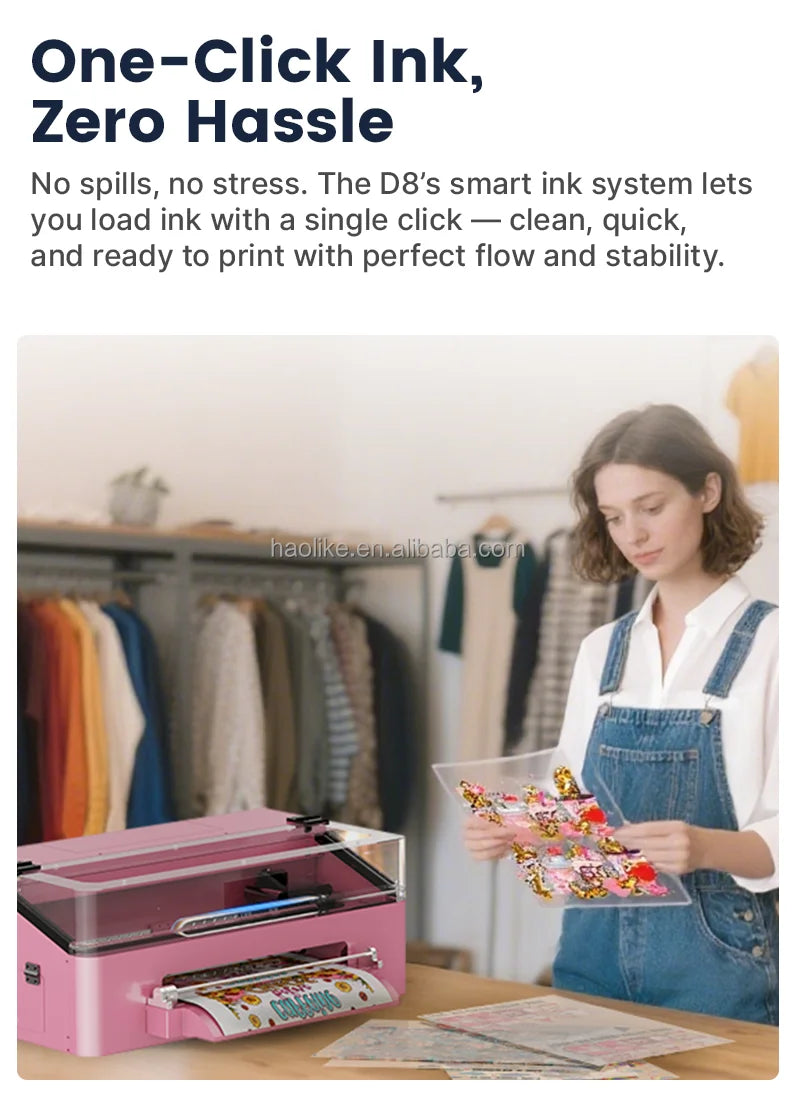 Black Fridays Sales Haolic Desktop Pink A3 DTF Printer Parts T Shirt Printing All In One Garment Clothes Automatic Dryer Sets