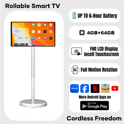 2025 New 21.5 Inch Mini Lcd Tv Portable Touch Screen Tv With Stand Rechargeable Smart Tv Display Wireless Smart Television
