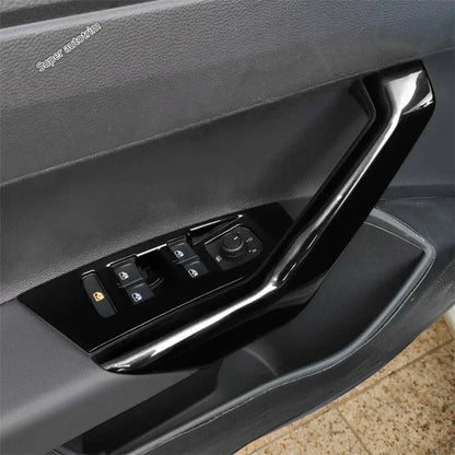 Center Control Gear Shift Panel Inner Door Armrest Handle Cover Trim Black Fit For VW Volkswagen Polo 2019 - 2023 Accessories
