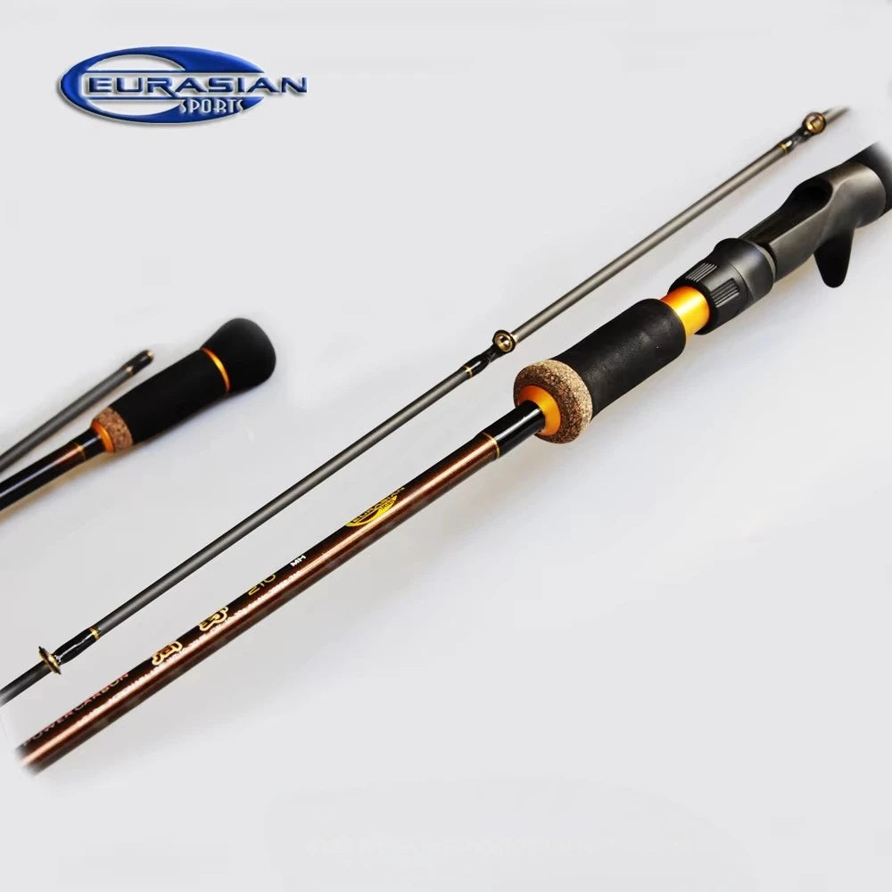 2.10m 10-30g MH Fast Action Carbon Spinning or Casting Fishing Rod Ceramics Gold Ring Guide Handle with Hard EVA+ruber Cork