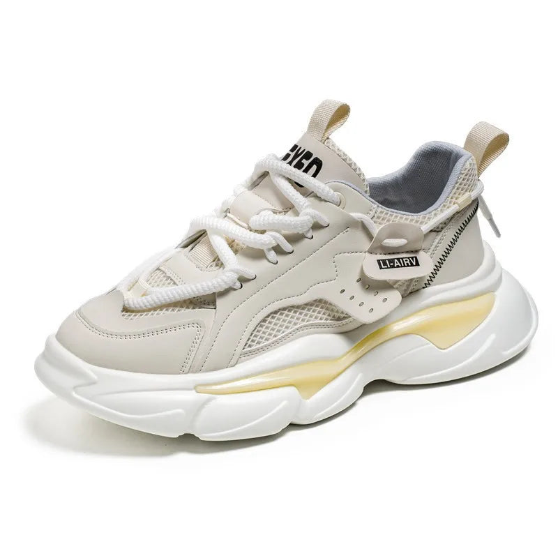 New Explosive Men's Shoes Mesh Surface Breathable Sports Leisure Running Shoes Thick Soles Increase Daddy Shoes