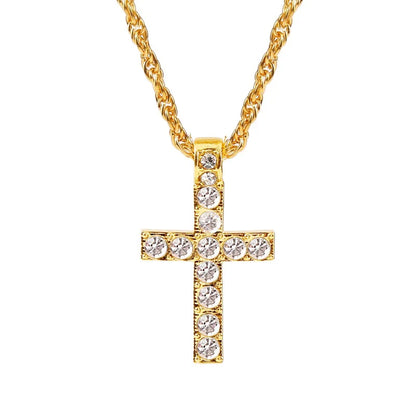 FCJ Punk Hip-hop Cross Pendant Necklace with Titanium Box Chain Geometric Pattern Trendy Style for Women and Men for Gift