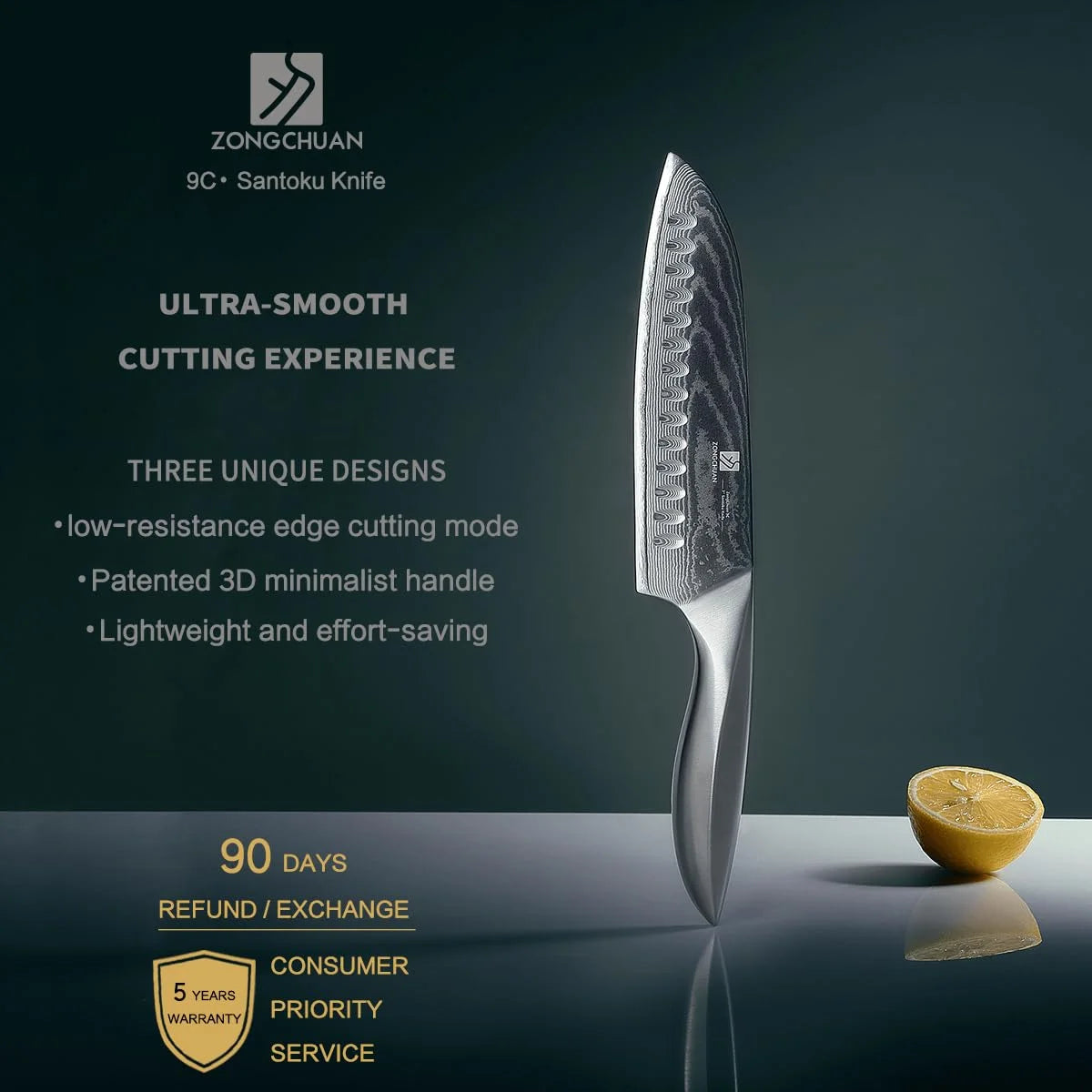 High Quality 7 Inch Japanese Chef Kitchen Knife Ultra Sharp 9CR18MOV Damascus Steel Santoku Knife with Gift Box