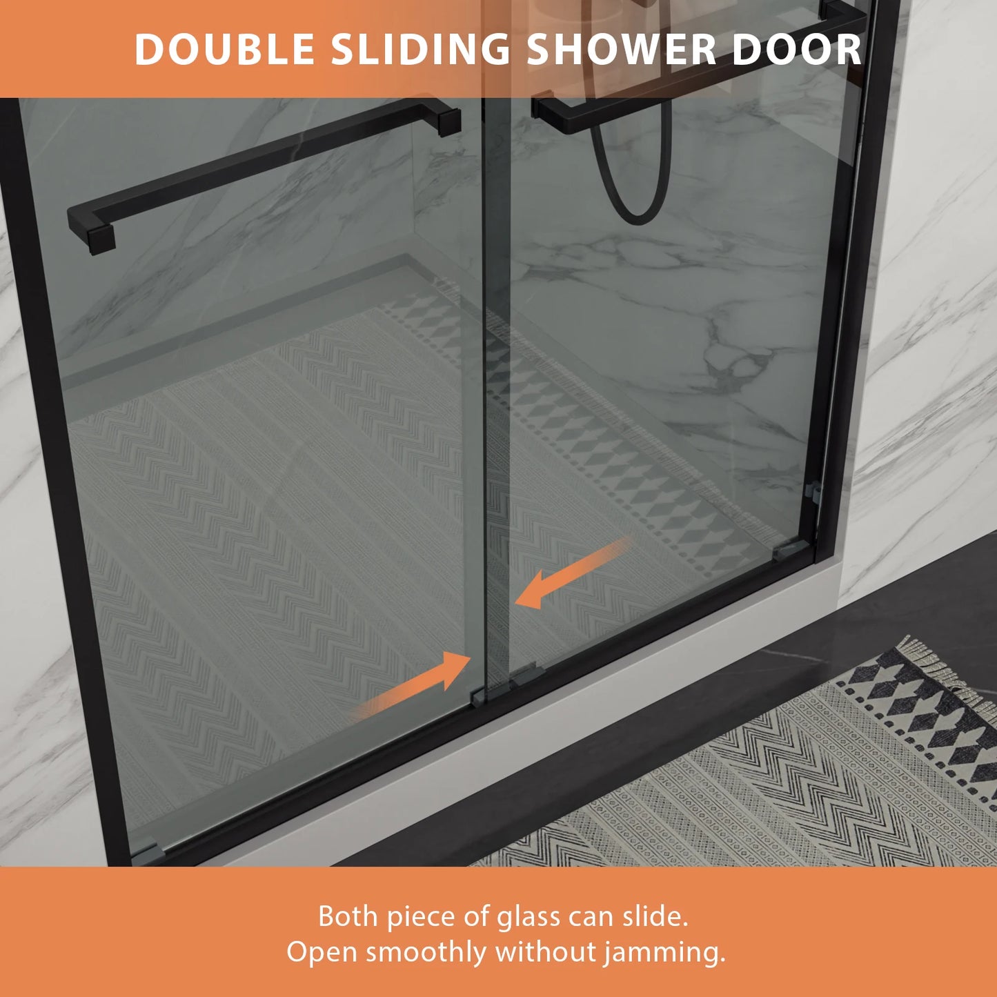 Factory Direct Sale Custom 48" X 76" Luxury Top Quality Bypass Frameless Double Sliding Glass Bathroom Shower Door