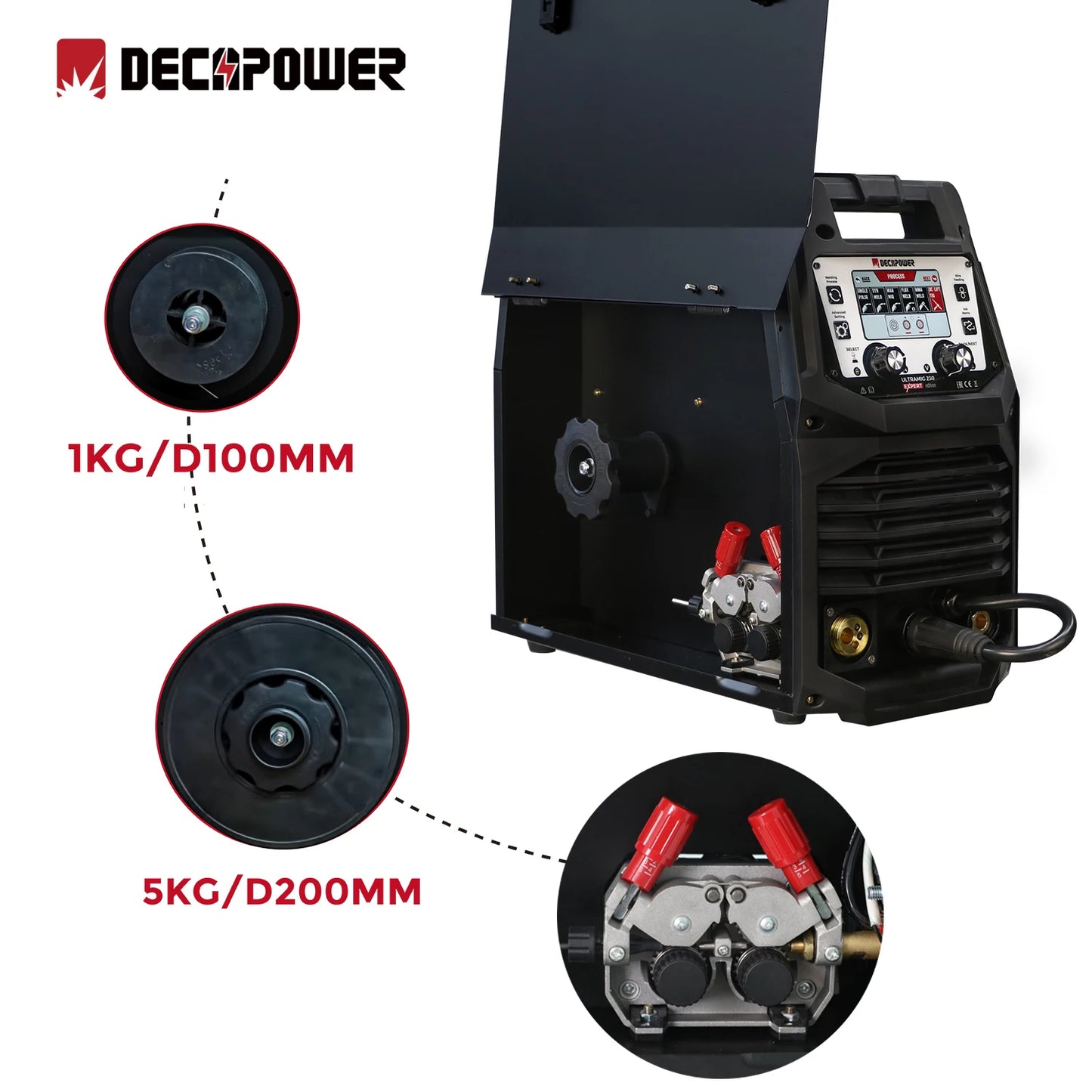 Decapower Dual Pulse 230A True Rated IGBT Inverter Multi-Process MIG MMA TIG Welding Machine With 25AK MIG Torch &  Accessories
