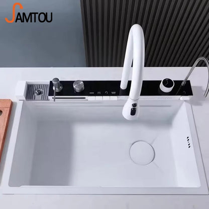 Kitchen Sink Tap White Smart,sink Kitchen Smart White Large,deck-mounted Kitchen Faucet for Kitchen Sink 304 Single Bowl Kitchen