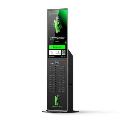 Commercial 48-Slot Mobile Phone Charging Station Vending Machine 43-Inch Touch Screen NFC Power Bank Rental for Public Spaces