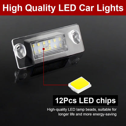 2x For Audi A3 8L S3 Sportback A4 S4 B5 Avant A5 S5 Car Rear LED License Number Plate Light 12V White 6000k SMD Auto Tail Lamp