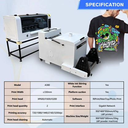 A3 30CM PET Film T-Shirt Printing DTF Printer Heat Transfer DTF Direct to Film Printer With Double XP600 I1600 I3200 Printhead
