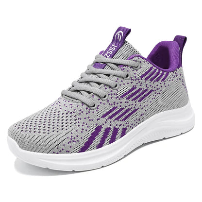 Design Multicolor Fly Woven Upper Light Breathable Women's Large Casual Fashion Sneaker