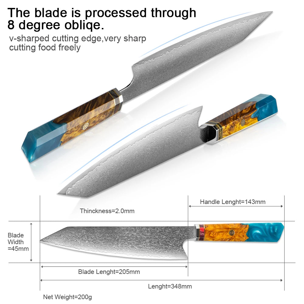 Hot Sale Factory Direct Japanese Vg10 Damascus Steel Gyuto Knife Damascus Kiritsuke Knife Kitchen Knives