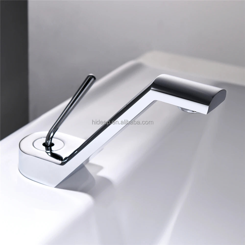 HIDEEP Brass Chrome/Black/Gold/Gray Modern Single Handle Single Hole Wall-Mounted Metered Bathroom Hot Cold Water Wash Faucet