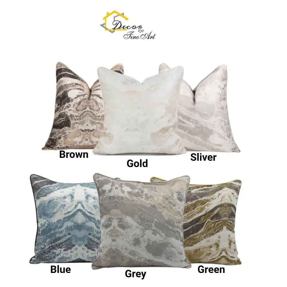 24" 22" 20" 18" Throw Pillow Covers Luxury Jacquard Marble Cushion Cover Brown Sliver Modern Decorative Pillow Cover