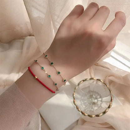 925 Sterling Silver Simple Emerald Crystal Bracelet For Women Light Luxury Temperament Mother's Day Jewelry Gift