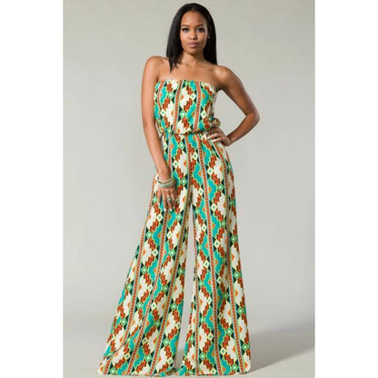 Women's Floral Print Jumpsuit TD Tube Cut Halter Collar Banded Waist Streetwear Style with Hollow Rayon for Workout or Club