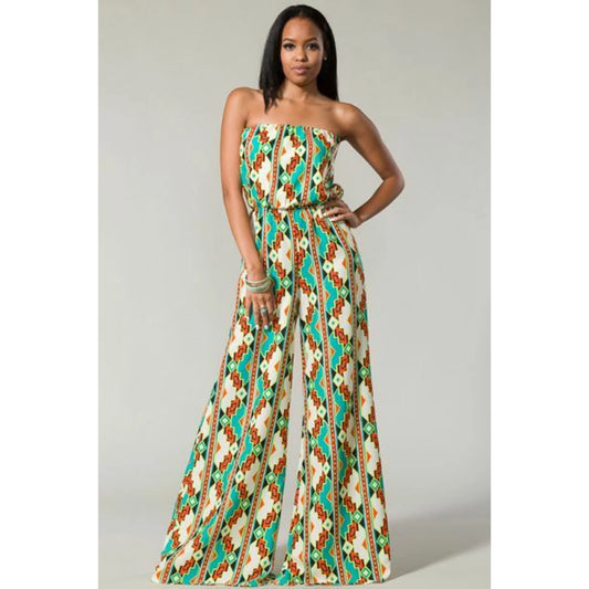 Women's Floral Print Jumpsuit TD Tube Cut Halter Collar Banded Waist Streetwear Style with Hollow Rayon for Workout or Club