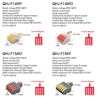 Wire Connector 1 Input Multiple Output Electrical Splitter Push-in Terminal Block Butt Home LED Light Quick Wiring Connectors