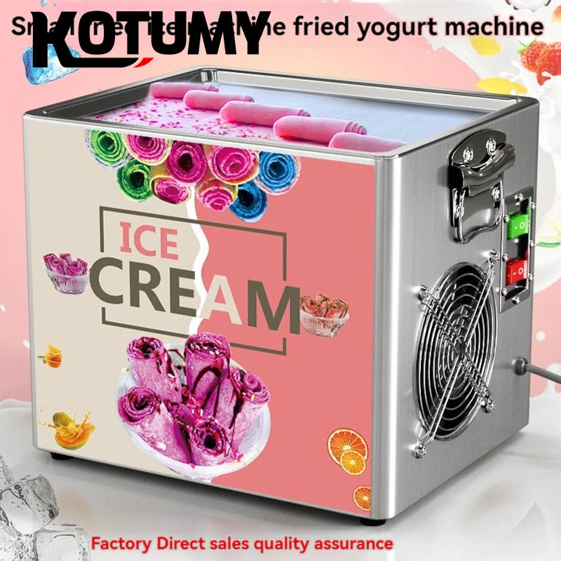 Commercial 110-220V Electric Fried Ice Cream Yogurt Fruit Smoothie Machine Tabletop Roll Machine Yogurt Smoothies Fruit Using