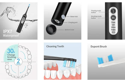 Electric Toothbrush Small Batch Customization logo Low MOQ  Powerful Smart Rechargeable 3 in 1Electric Toothbrush
