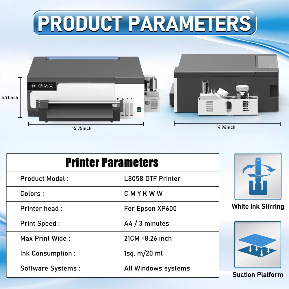 Colorsun New DIY Digital A4 XP600 Inkjet T-shirt Printing Machine Pet Film Transfer DTF Printer for T-shirts