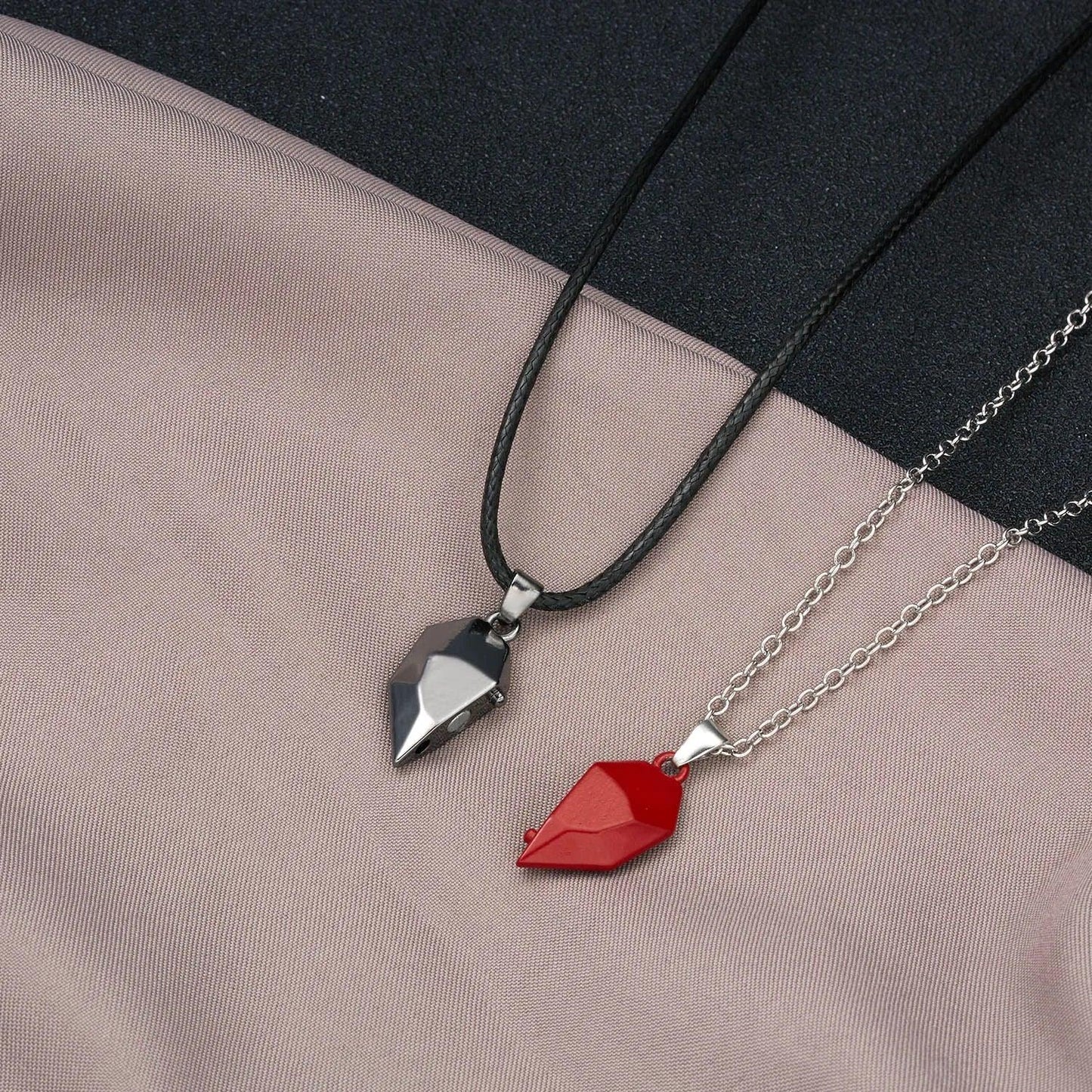 2Pcs Magnetic Heart Couple Necklace For Women Valentine's Day Sweater Chain For Best Friend Lovers Wedding Party Gift Jewelry