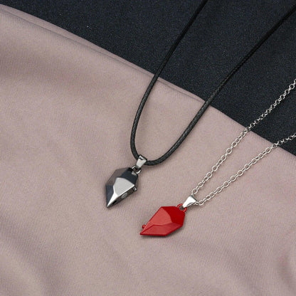 2Pcs Magnetic Heart Couple Necklace For Women Valentine's Day Sweater Chain For Best Friend Lovers Wedding Party Gift Jewelry