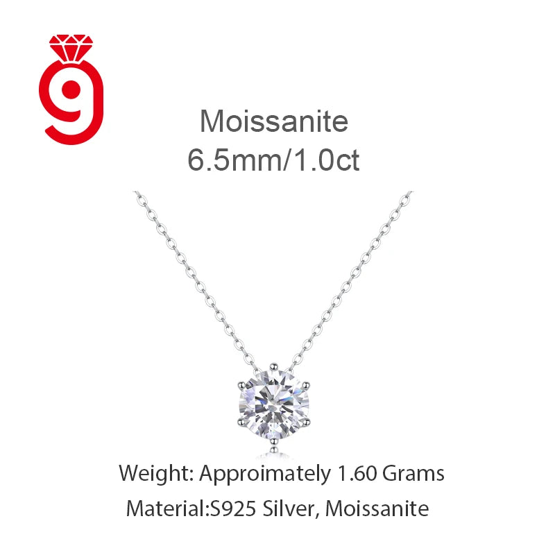Wholesale Classic Round 1ct Moissanite Diamond Necklace Hip Hop Jewelry Custom Sterling Silver 925 Iced Out Initial Necklace