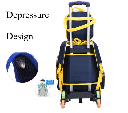 School Troilley Bag Set for boys School Trolley Backpack Set Lunch Bag School Wheeled Backpack for boys School Bookbag Rucksacks