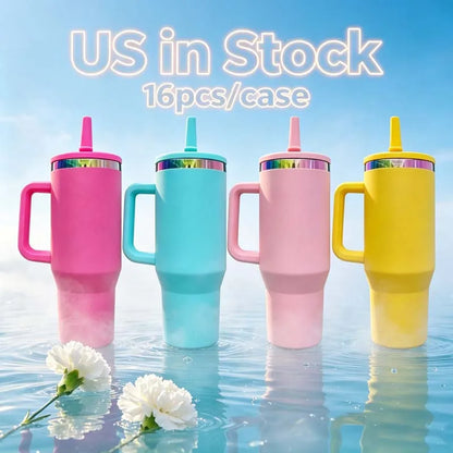 Us in Stock 40 OZ Colorful Rainbow Plated Durable Stainless Steel 40 OZ Tumbler Hello Kitty for Home Office Outdoor Daily Use