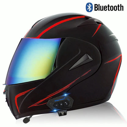 Carbon Fiber Pattern Electric Scooter Motorcycle Blueto0th Wireless Headphone Speaker Open Face Double Lens Full Face Helmets