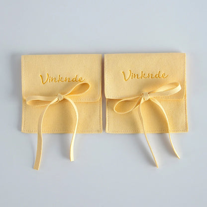 Wholesale 8*8cm Cream Luxury Microfiber Soft Packaging Bag Custom Unique Design with High Quality Logo for Jewelry Container