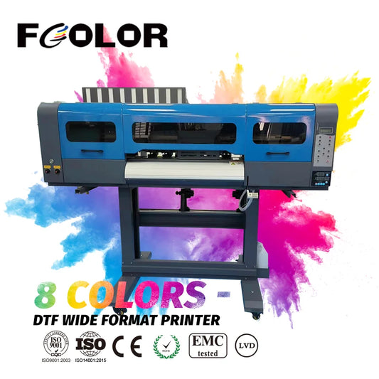 FCOLRO 8 Colors 60CM T-shirt Printing Machine Heat Transfer Larger DTF Printer with Three I3200 Print Heads by PDG ibma
