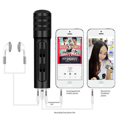 FREE Sample Professional BGN-C7 Dual Mobile Phone Karaoke Live Singing Microphone Built-in Sound Card Condenser Microphones