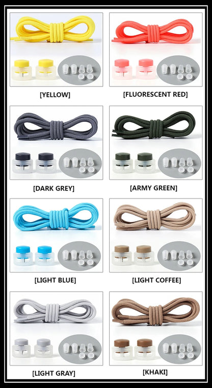 1 Pair Lazy Laces Elastic For Sneakers Snap Lock Shoelaces Without Ties Suitable For Children And Adults Round Shoelace Artifact