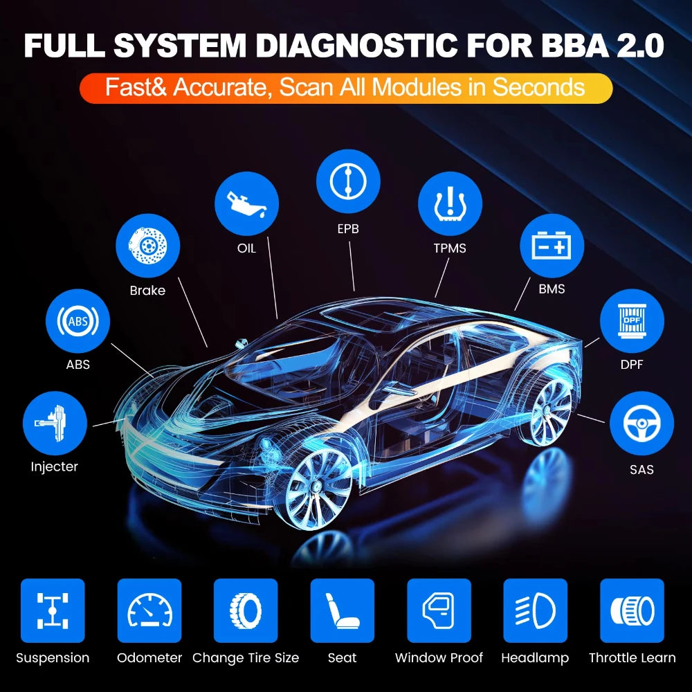 LAUNCH Creader Elite 2.0 Diagnostic B-M-W Dedicated Bidirectional OBD2 Mercedes Audi Compatible Lifetime Free