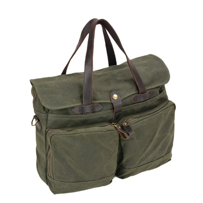 Soft Batik Canvas Men's Business Briefcase 15.6 Inch Computer Bag Retro Casual Handheld Shoulder Crossbody Bag