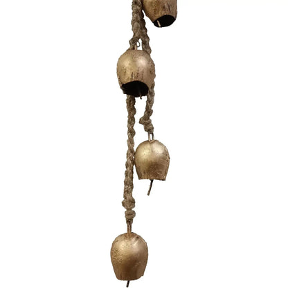 PARIJAT Handmade Golden Iron 4 Cluster Shape Hanging Bells Elegant Wind Chimes for Indoor Outdoor Home Wedding Decor Balcony
