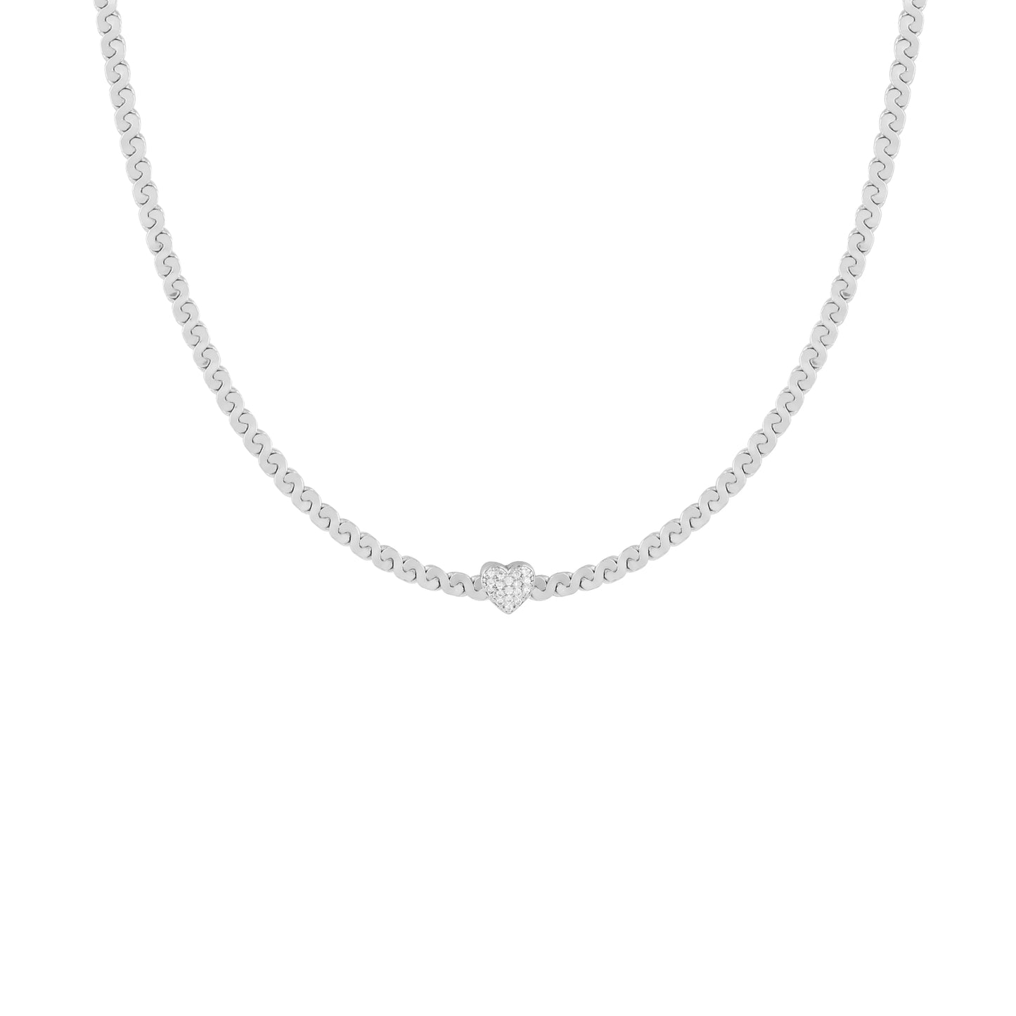 86 YORK Brand Classic Retro Simple Heart Zircon Necklace Collarbone Light Luxury Metal Chain Necklace for Women
