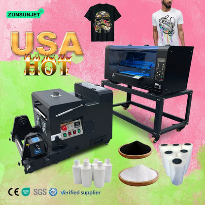 Zunsunjet Dtf Printer 30 Cm Single Xp600 Dtf 2Head Dtf T-Shirt Printing Machine Printer Bundle With Film and Ink