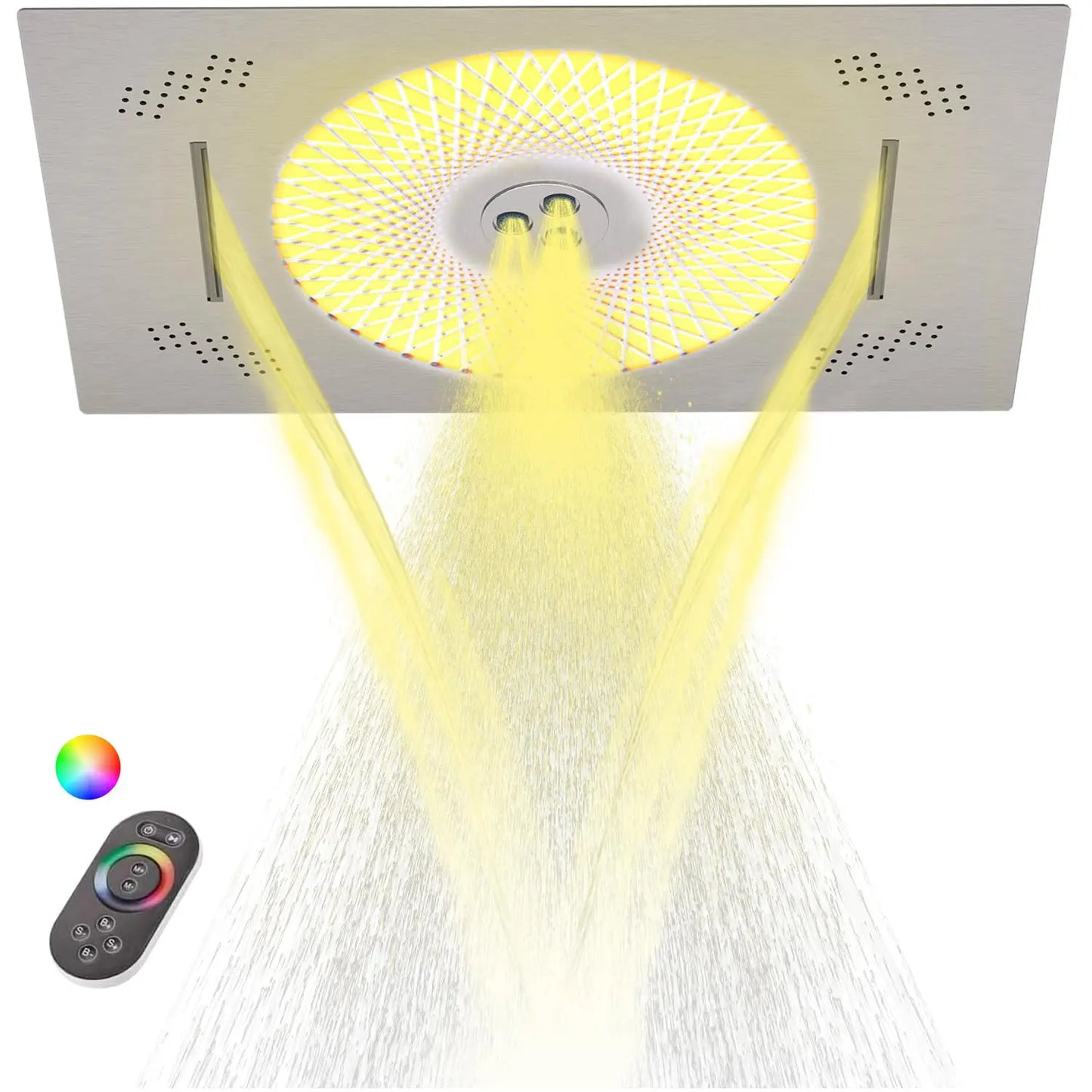 24x16 Inch Large Luxury LED Rainfall Shower Panel, Color Changing Shower Head, Wall Mount