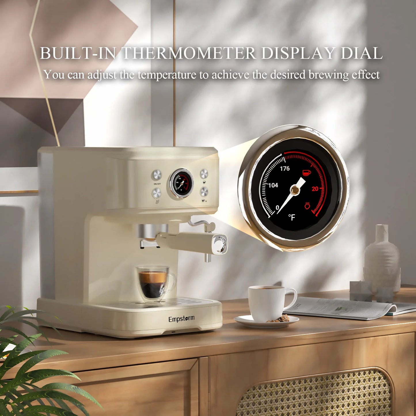 Commercial Semi-Automatic Electric Espresso Coffee Machine Brew System White Color 120V/220V Household Use Complete Accessories